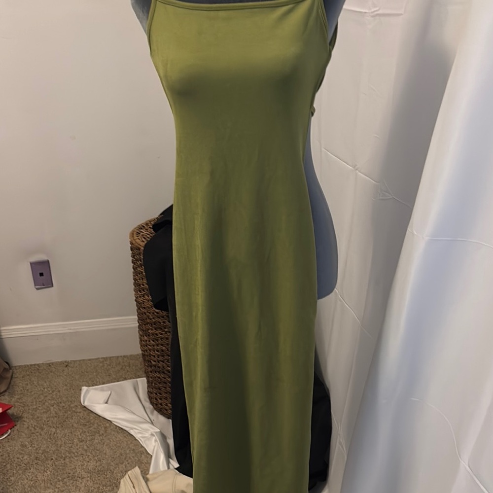 Pretty Little Thing size 0 Elegant Green backless Maxi Dress